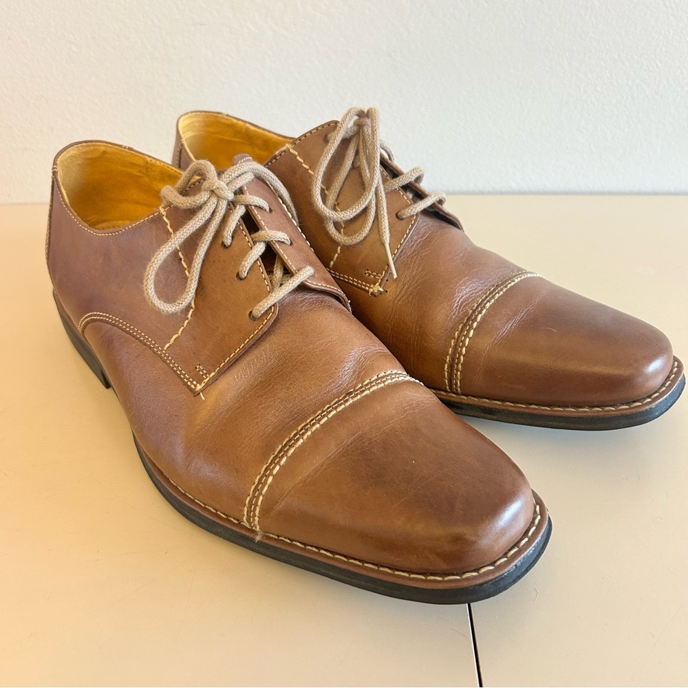 Sandro Moscoloni Bryan Cap-Toe Derby Oxford Shoes Brown Leather